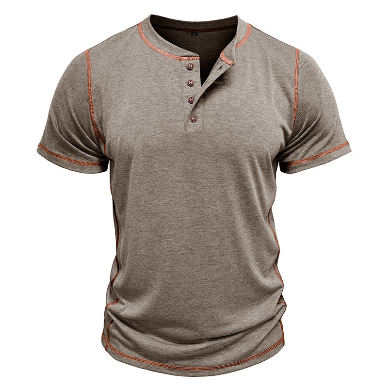 Metro Men's Short-Sleeve Round Henley Shirt