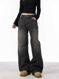 Indigo Relaxed Washed Retro Straight Jeans