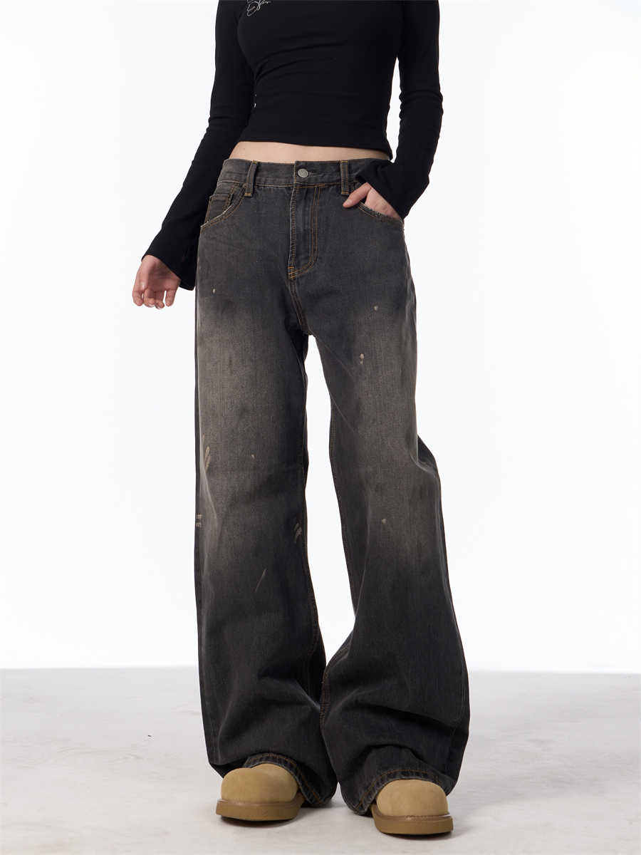 Indigo Relaxed Washed Retro Straight Jeans