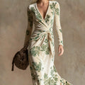 Nova Long-Sleeve V-Neck Maxi Dress