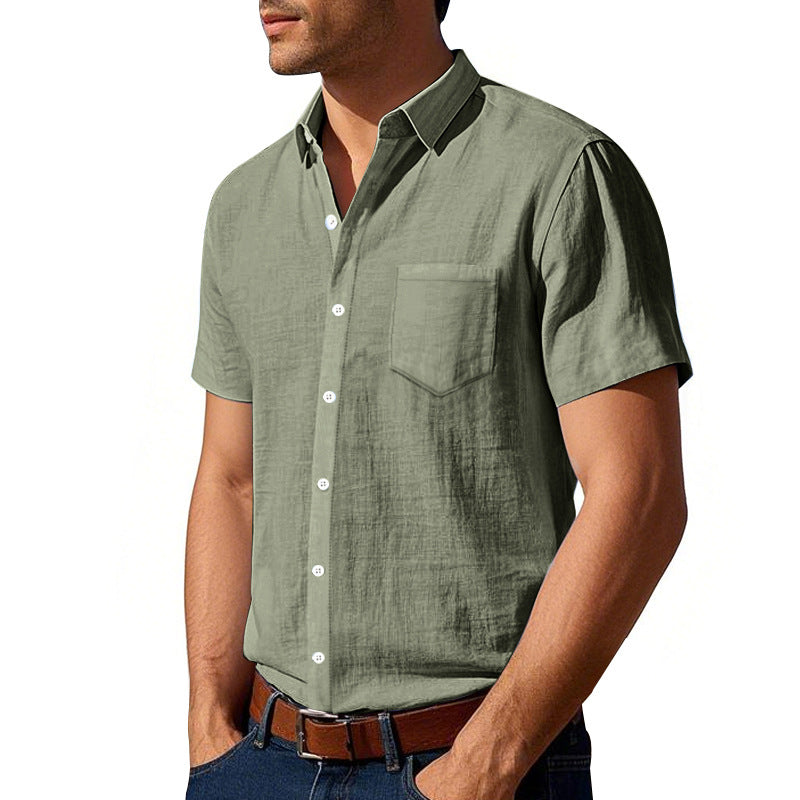 Metro Men's Short-Sleeve Solid Linen Shirt