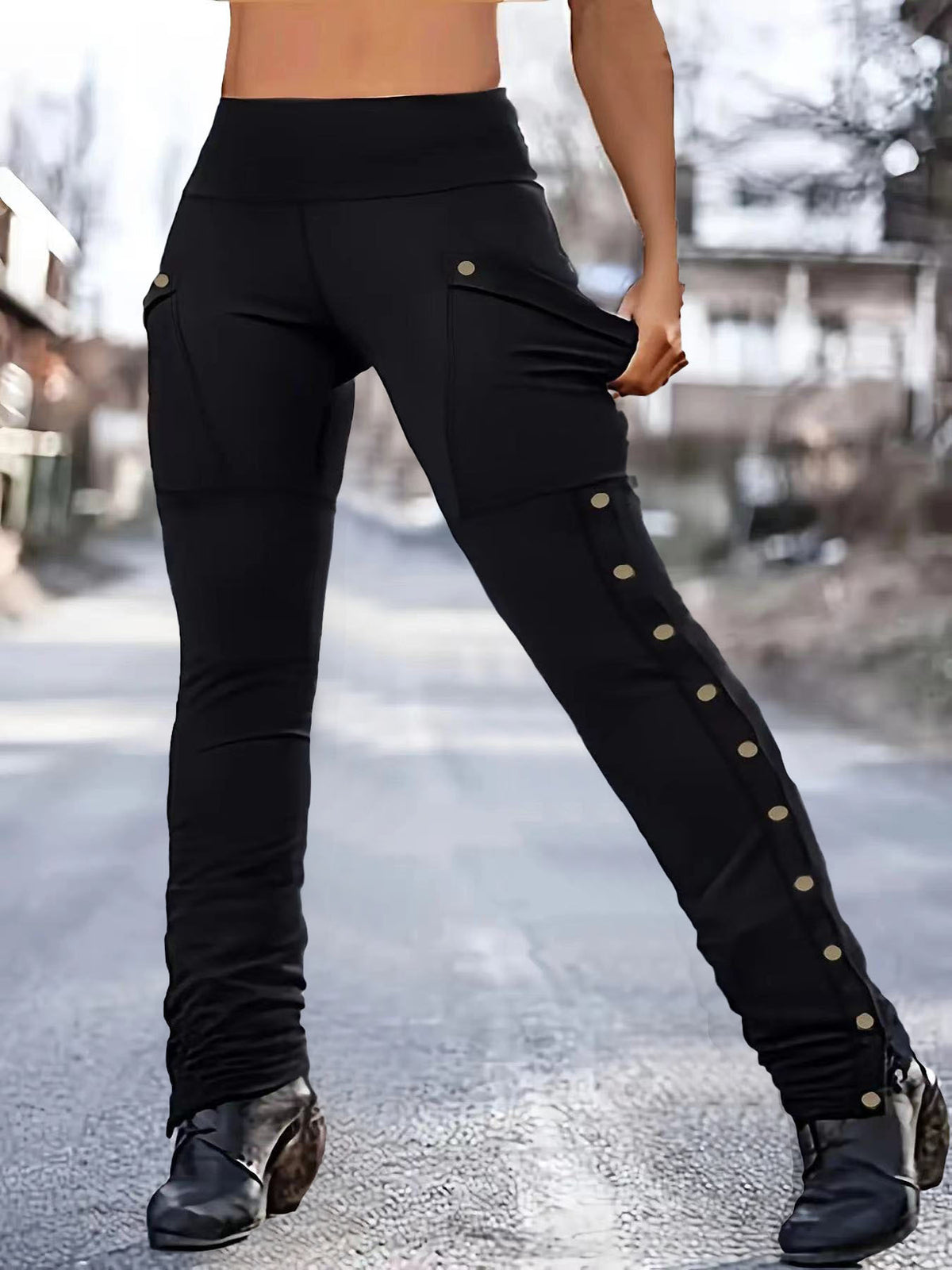 Rover High-Waist Button Cargo Pants