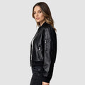 Halo Faux-Leather Leather Cropped Jacket
