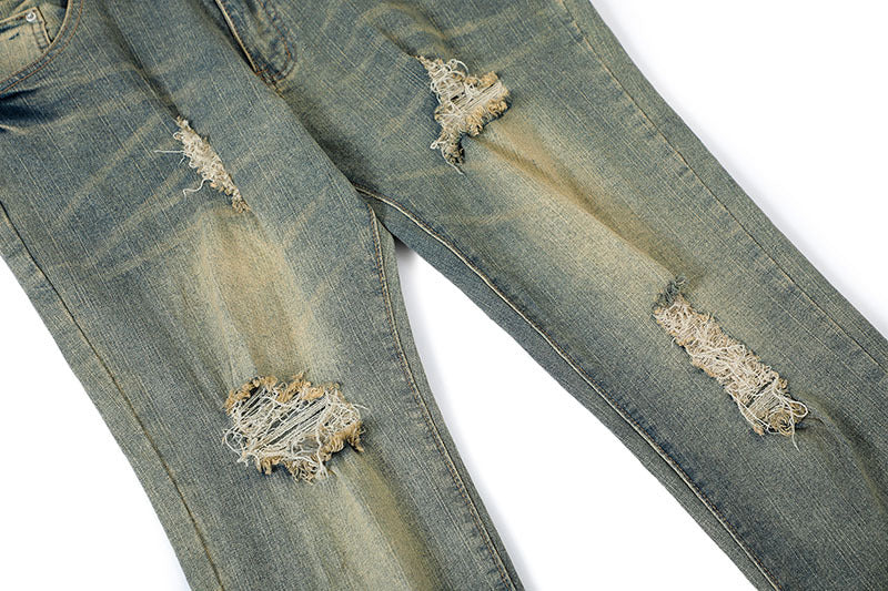 Indigo Men's Ripped Straight Jeans