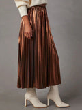 Sway Pleated Faux-Leather Midi Skirt, view 2