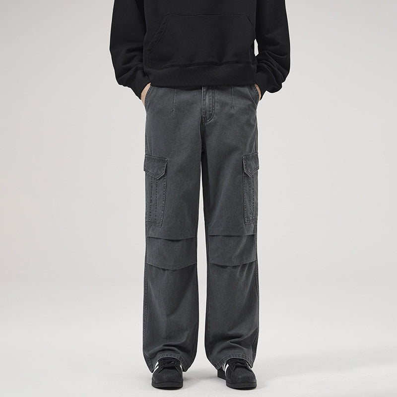 Rover Men's Multi-Pocket Pocket Washed Cargo Pants