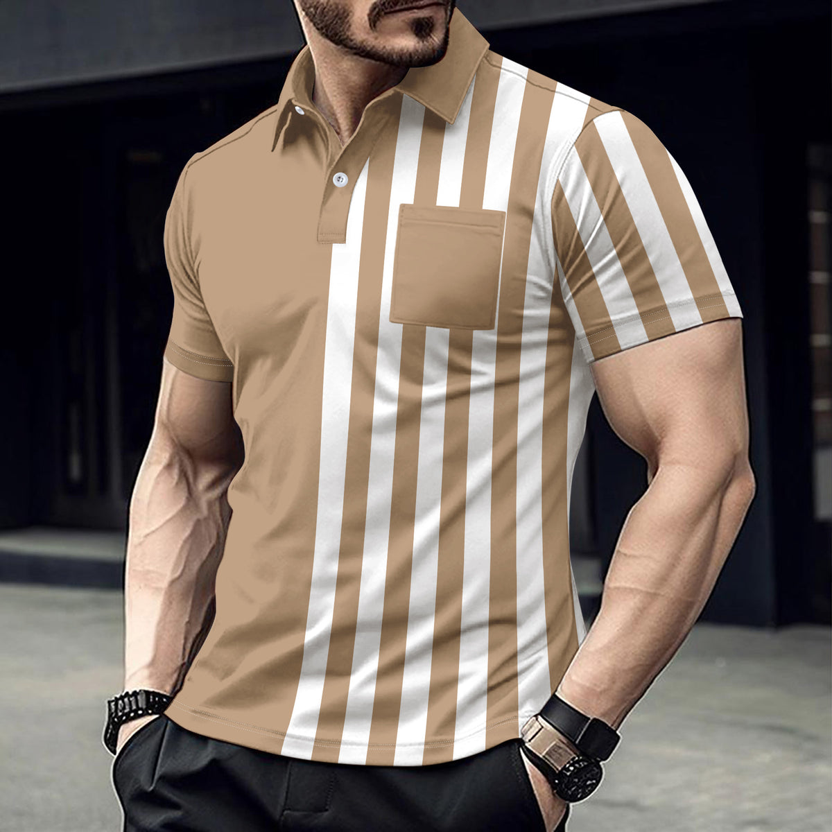 Metro Bexley Men's Lapel Striped Polo Shirt