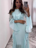Nova Long-Sleeve Round Maxi Dress