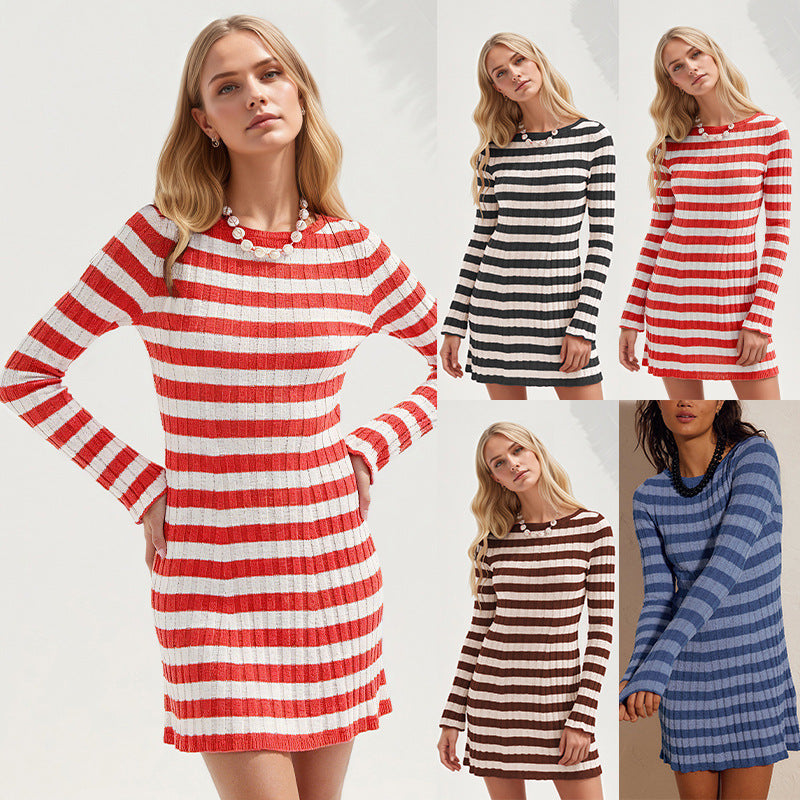 Nova Striped Knit Sweater Dress, view 2