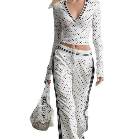District Men's V-Neck Polka-Dot Tracksuit