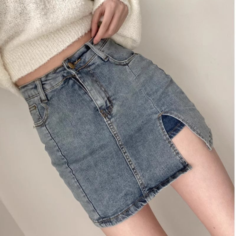 Sway High-Waist Retro Denim Skirt