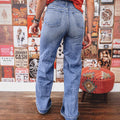 Indigo Denim Wide-Leg Retro Jeans