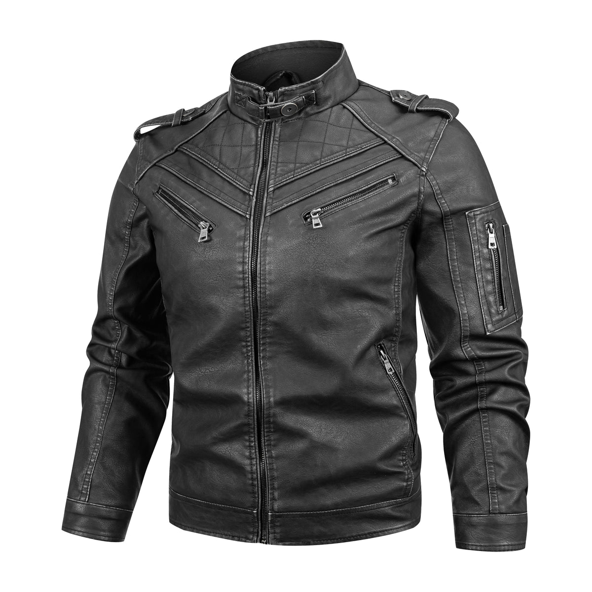 Halo Men's Faux-Leather Leather Vintage Biker Jacket