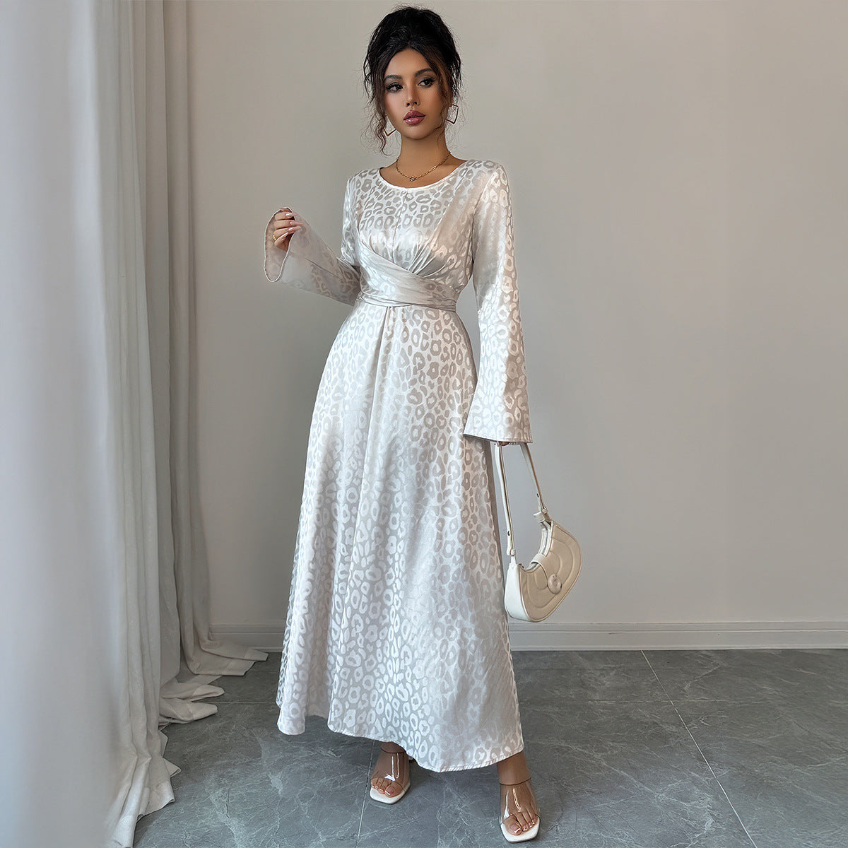 Nova High-Waist Long-Sleeve Maxi Dress
