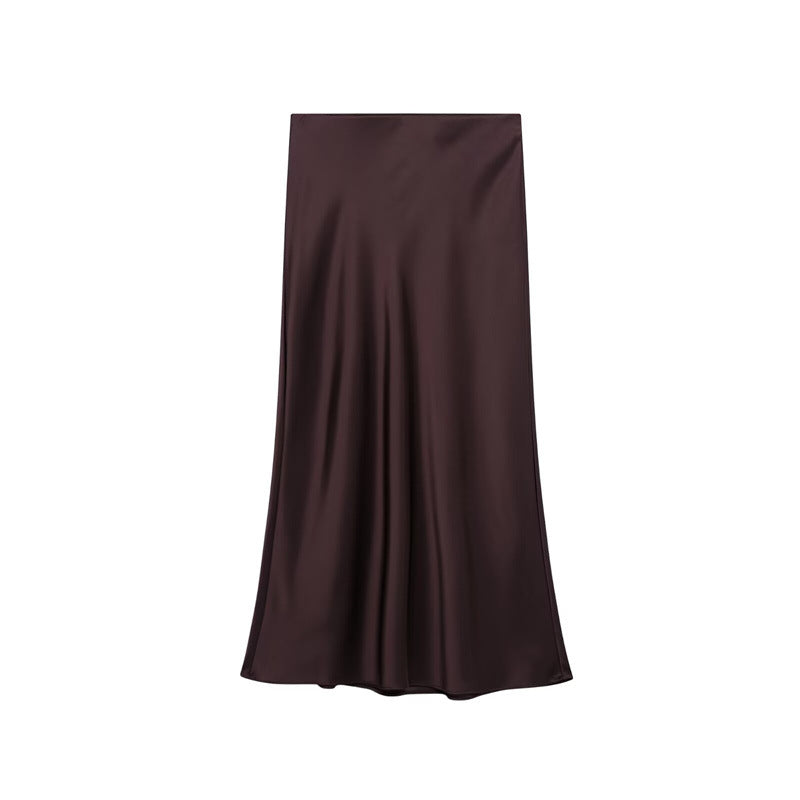 Sway Satin Silky Slim Midi Skirt
