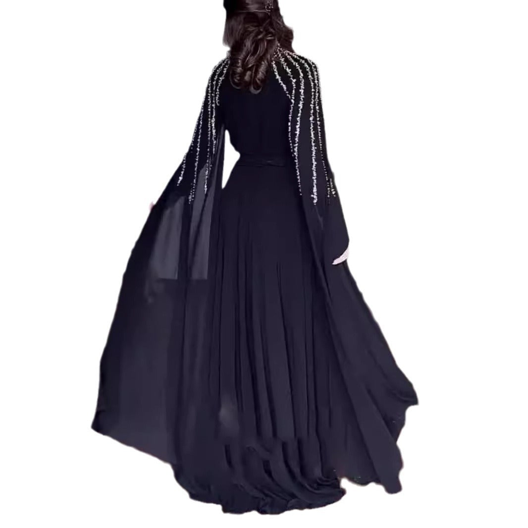 Nova Long-Sleeve Rhinestone Maxi Dress