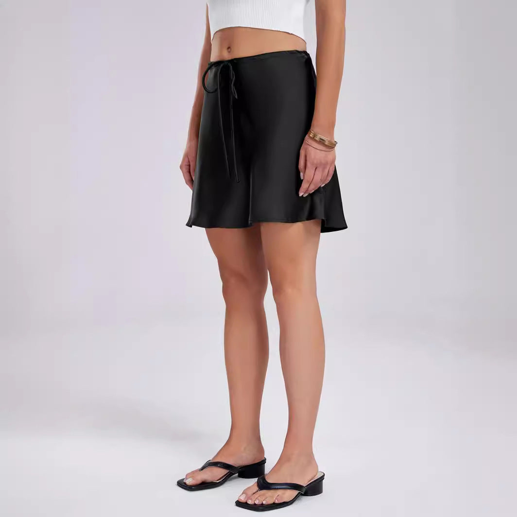 Sway Satin Drawstring Midi Skirt