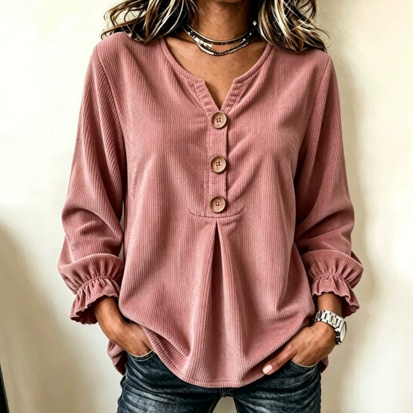 Aurelia Corduroy Long-Sleeve Blouse