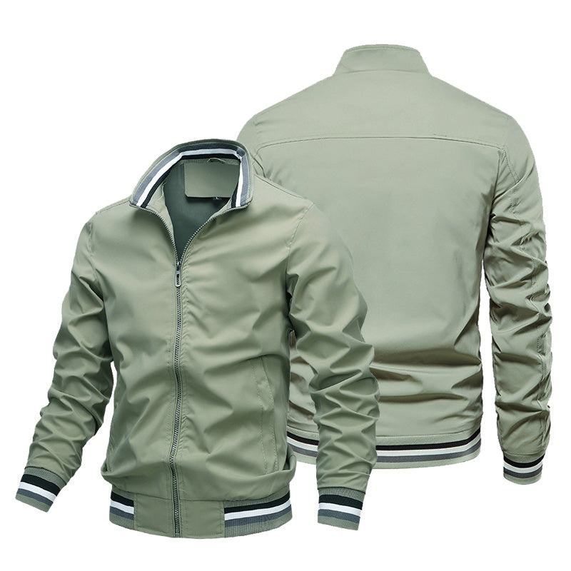 District Men's Zip-Up Stand-Collar Striped Bomber Jacket