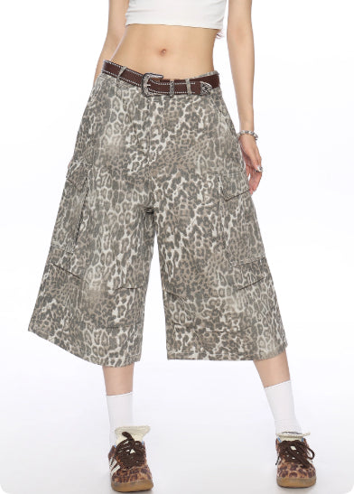 Indigo Denim Leopard Printed Trousers