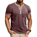 Metro Men's Short-Sleeve Button Vintage Henley Shirt