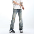 Indigo Men's Relaxed Straight Ripped Jeans