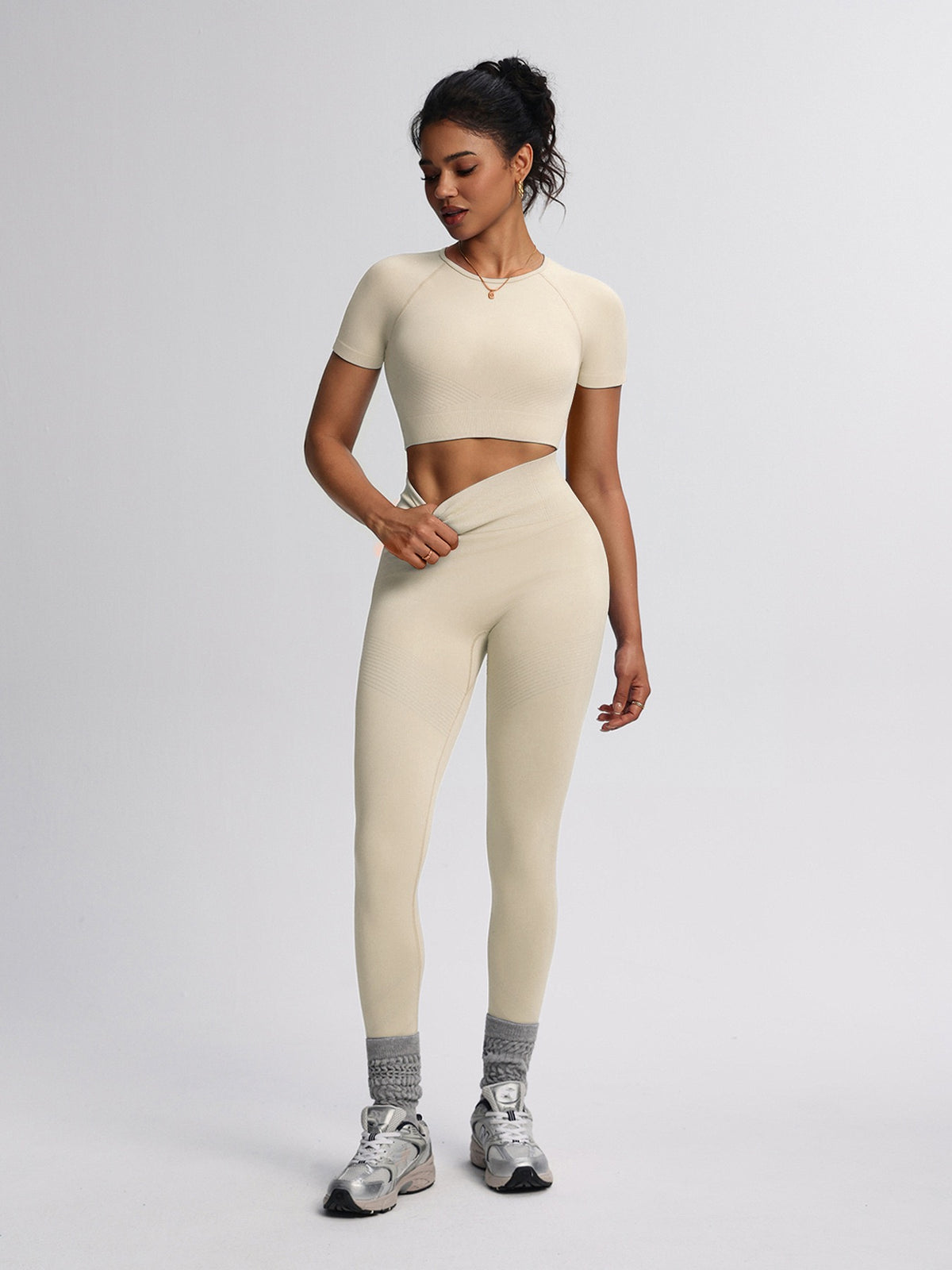 SculptForm Ribbed Seamless High-Waist Two-Piece Set