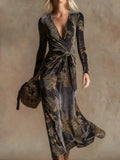 Nova Long-Sleeve V-Neck Maxi Dress