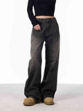 Indigo Relaxed Washed Retro Straight Jeans