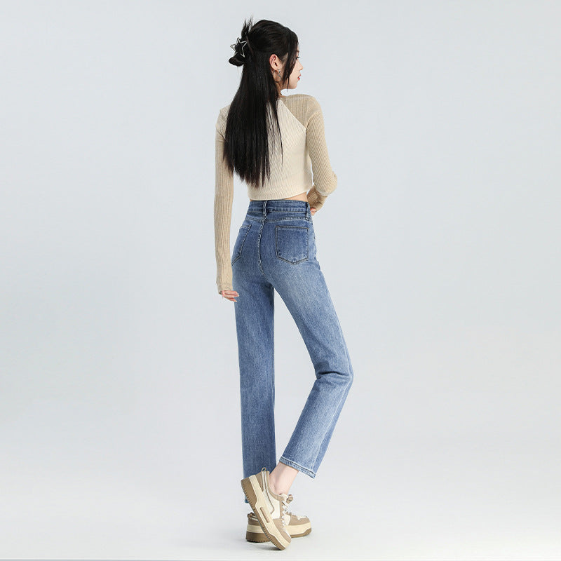 Indigo Cropped Straight Jeans