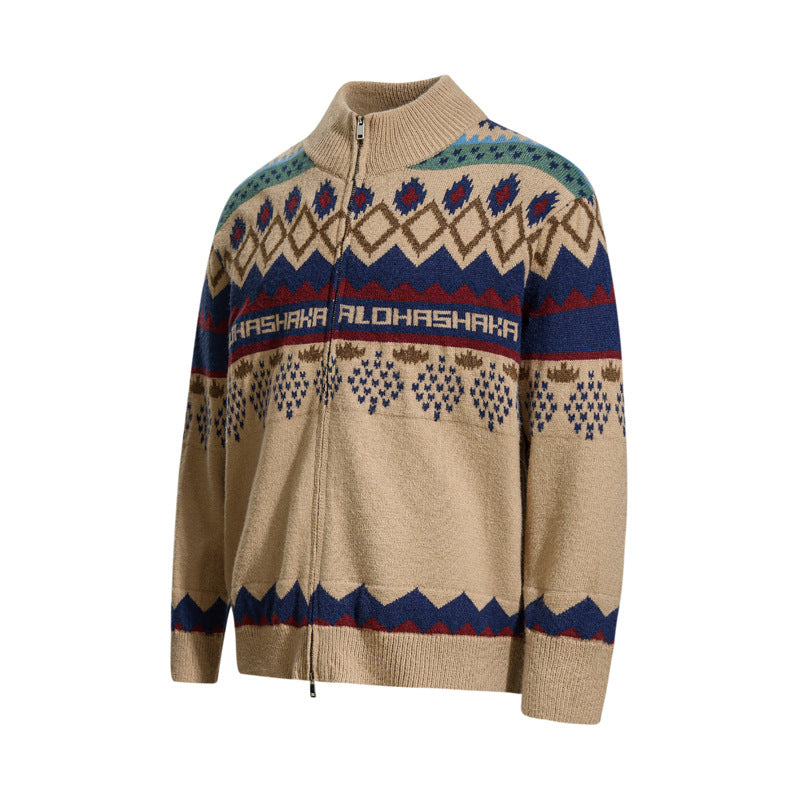 Atlas Men's Retro Jacquard Cardigan