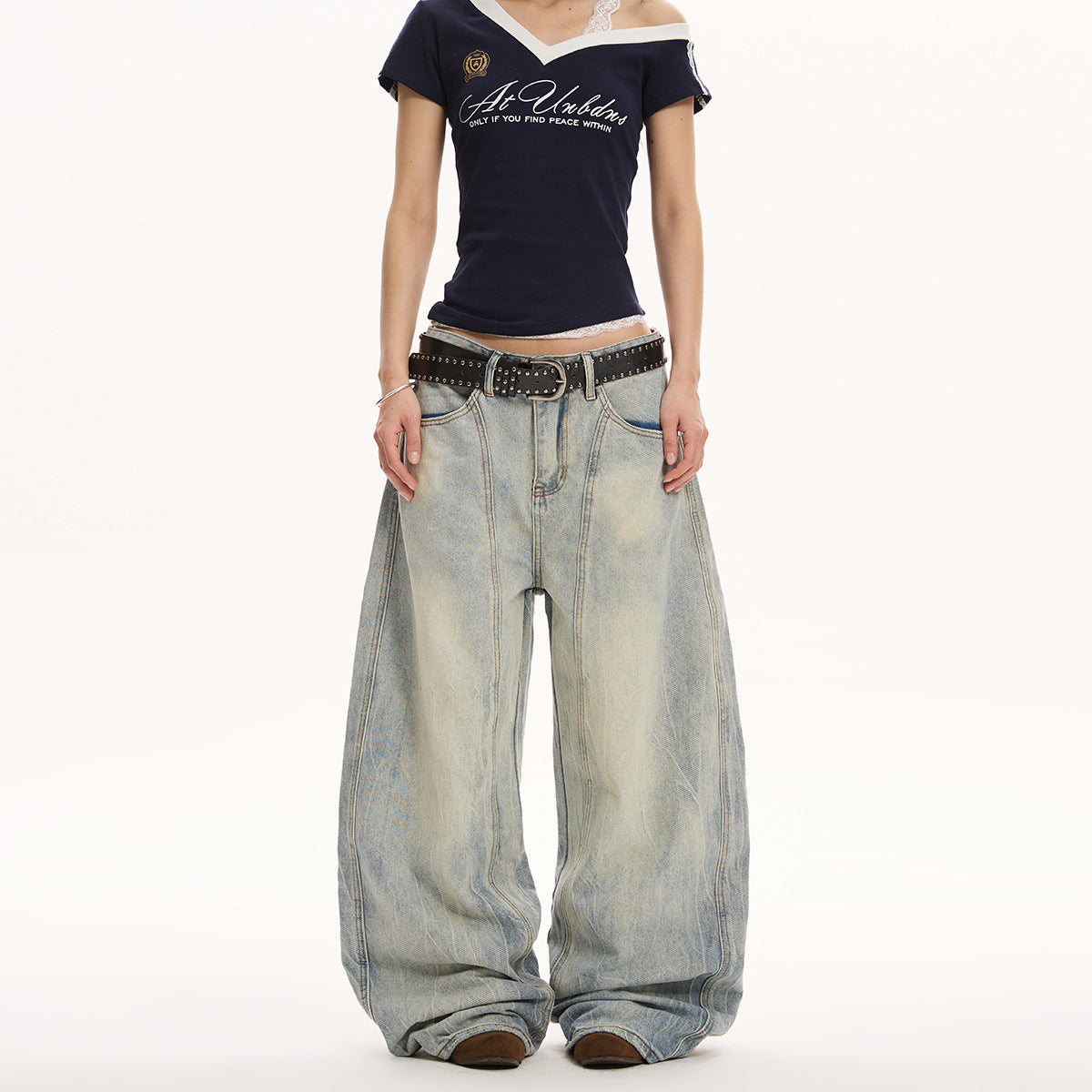 Indigo Relaxed Retro Wide-Leg Jeans
