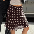 Sway Satin Polka-Dot Printed Midi Skirt