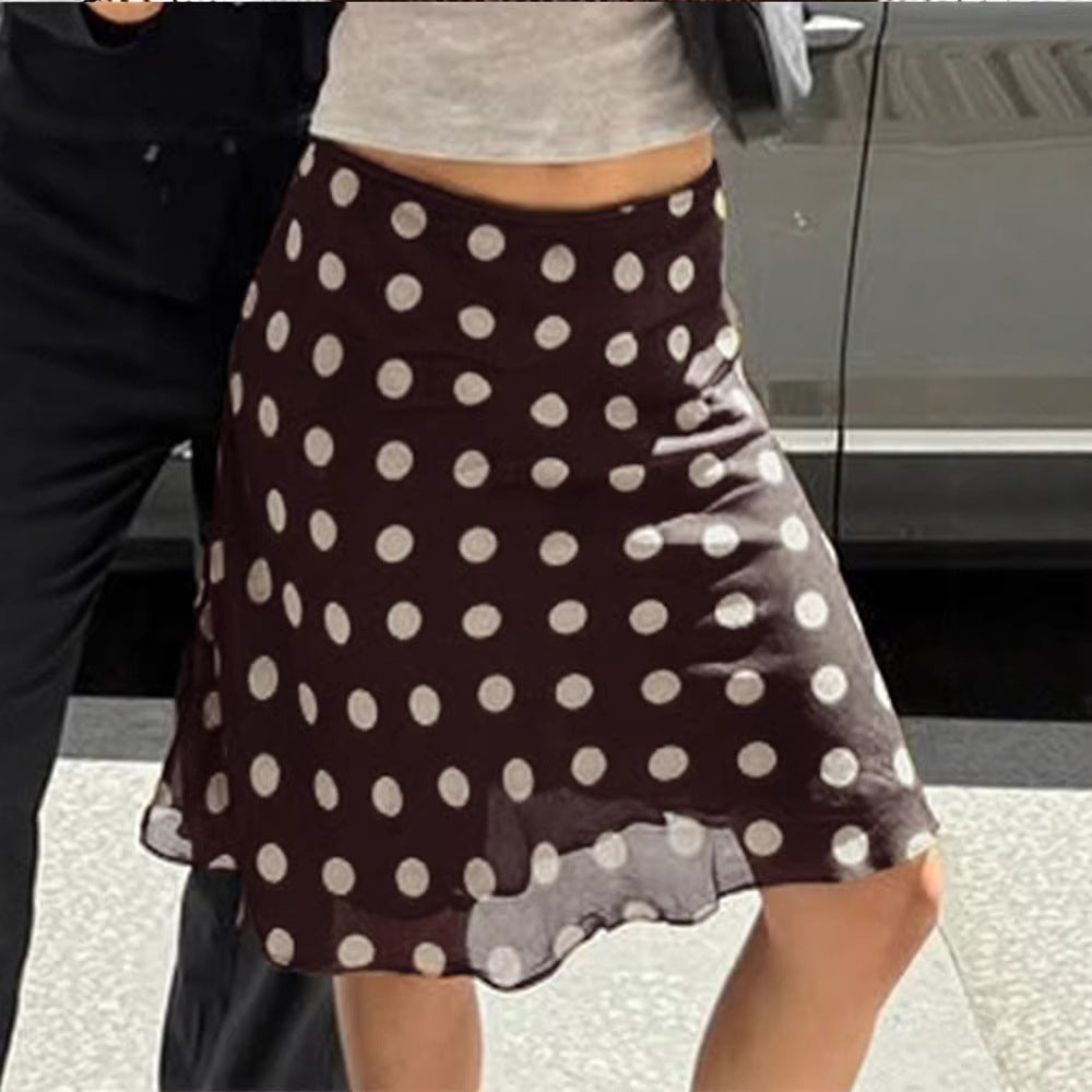 Sway Satin Polka-Dot Printed Midi Skirt
