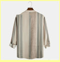 Metro Men's Linen Stand-Collar Striped Shirt