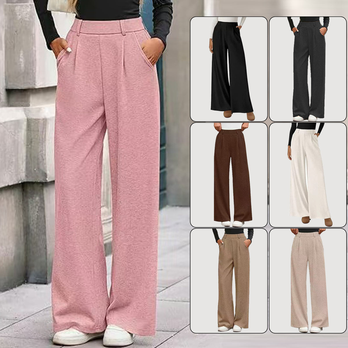 Flow Straight Solid Wide-Leg Trousers
