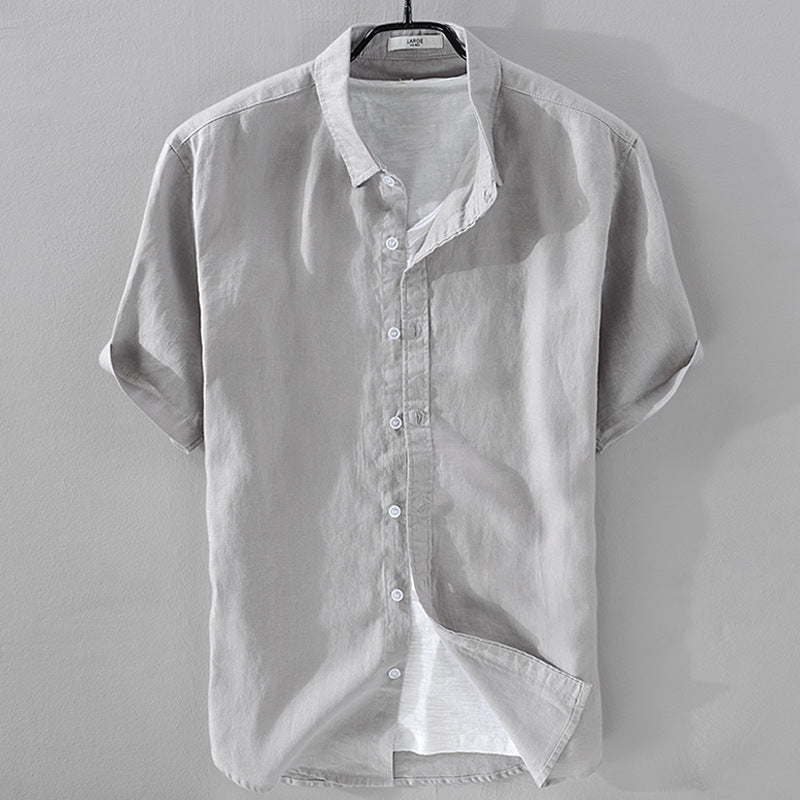 Metro Men's Short-Sleeve Breathable Linen Shirt