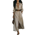 Nova Long V-Neck Shirt Dress