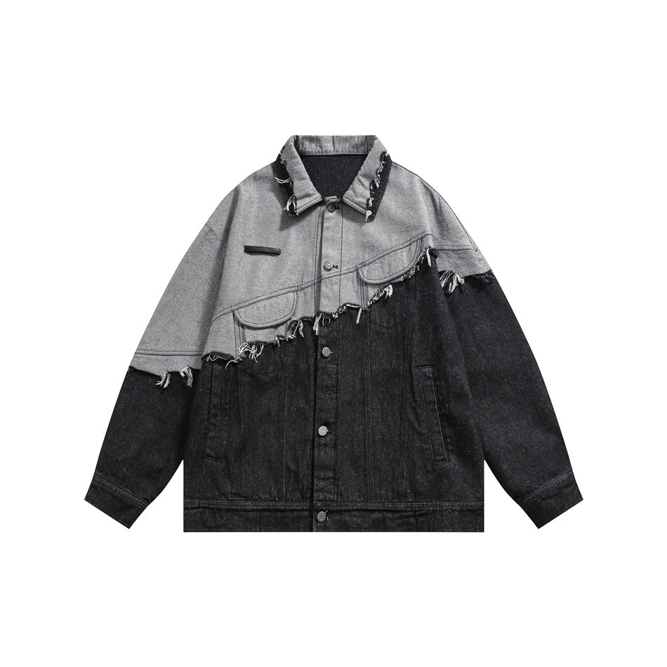 District Men's Lapel Denim Jacket