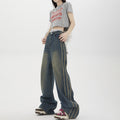 Indigo Striped Straight Jeans