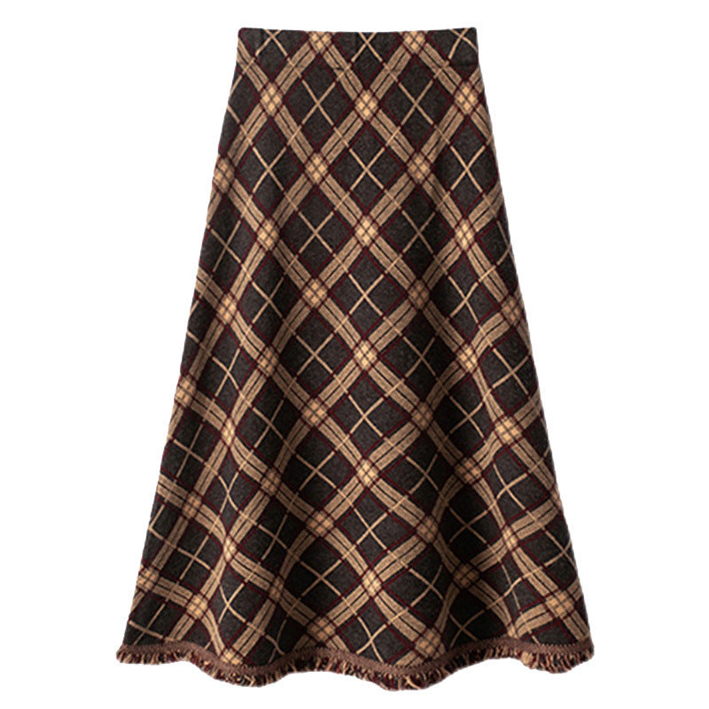 Nova Wool Midi Plaid Skirt