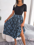 Nova High-Waist Pleated Printed Midi Dress
