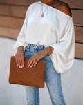 Aurelia Satin Off-Shoulder Blouse