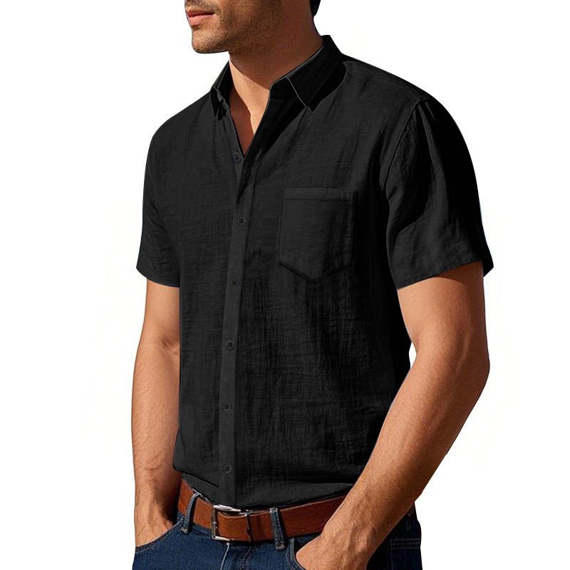 Metro Men's Short-Sleeve Solid Linen Shirt