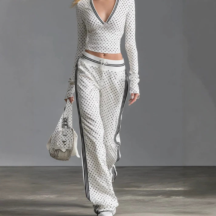 District Men's V-Neck Polka-Dot Tracksuit
