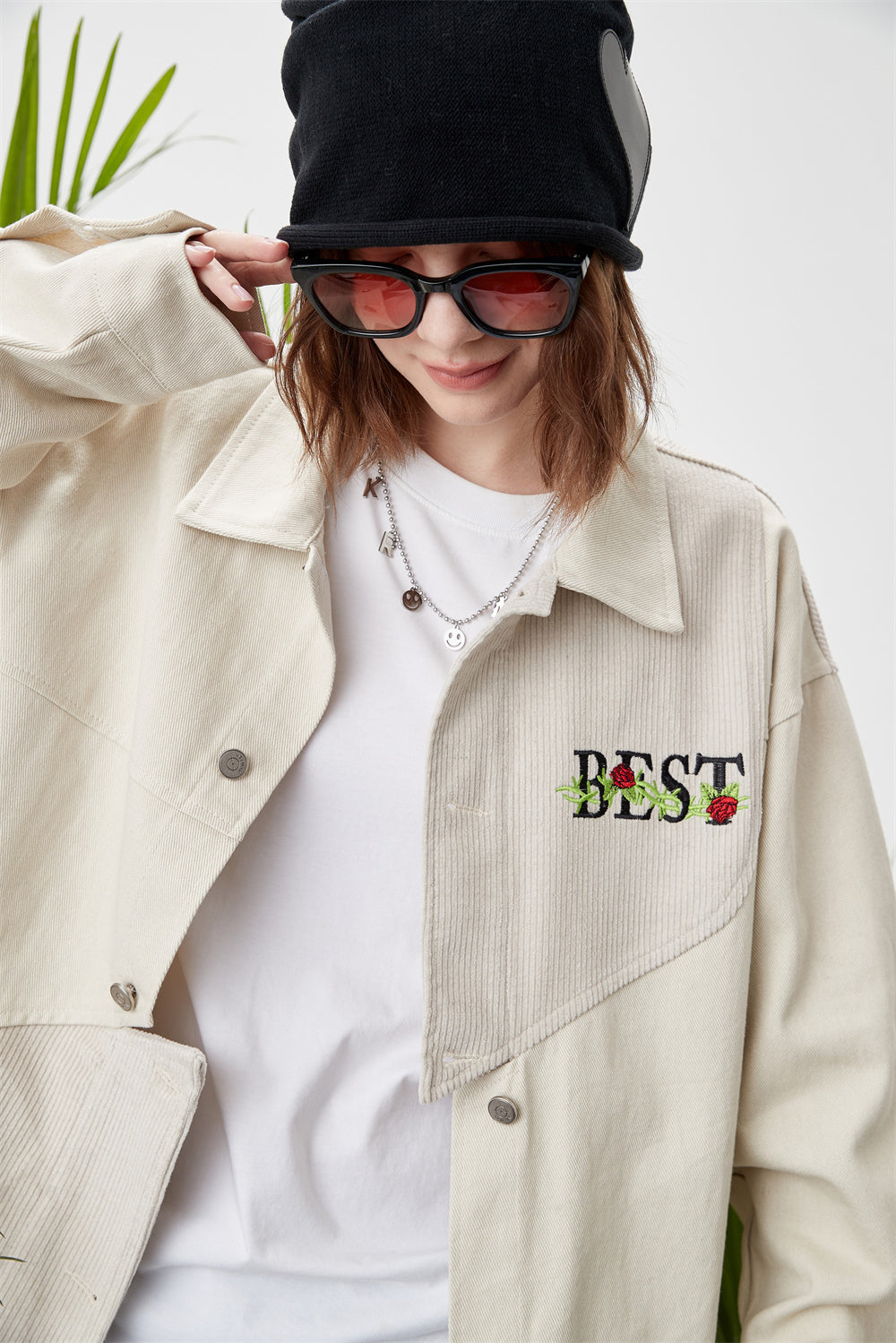 District Men's Letter-Print Embroidered Jacket