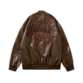Halo Faux-Leather Leather Relaxed Varsity Jacket