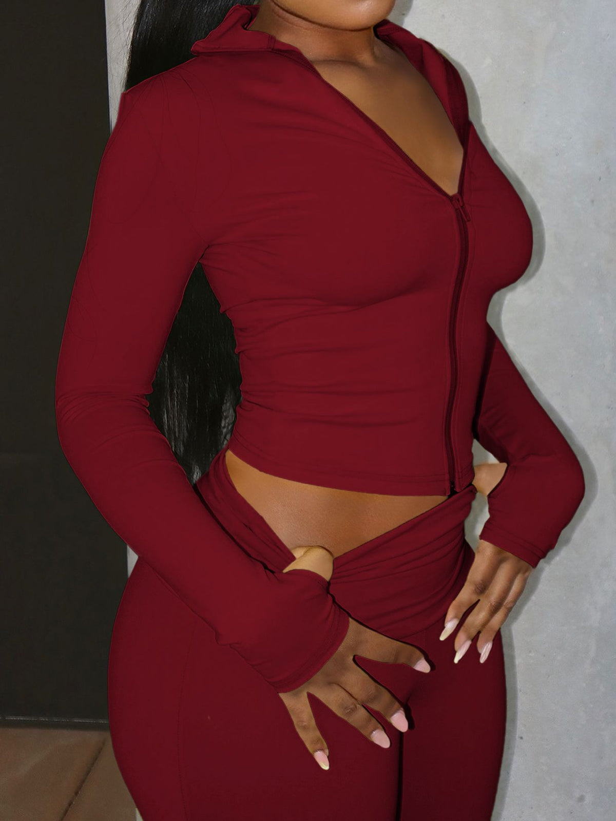 SculptForm Zip Jacket & Leggings Set in Red