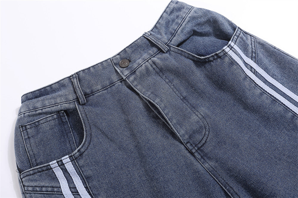 Indigo Men's Striped Straight Jeans
