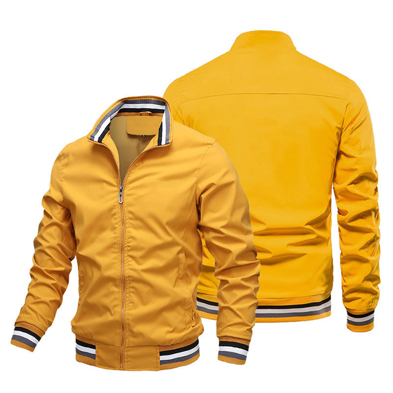 District Men's Zip-Up Stand-Collar Striped Bomber Jacket